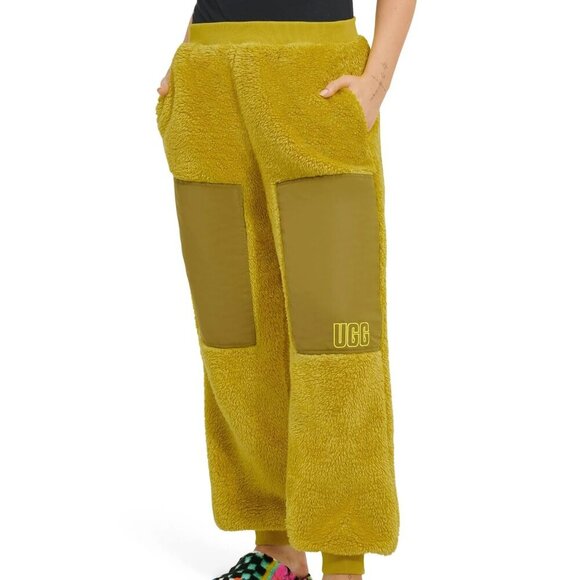 UGG Orrin Sherpa Joggers Womens XL Relish Sapling Nylon Panels Cozy Plush Pants - Picture 1 of 16